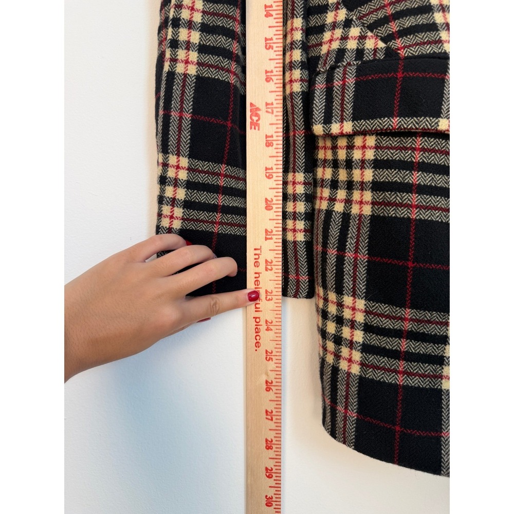 Jil Sander+ Plaid Wool Cashmere Blazer Women 38 IT Black Tan Red Italian Luxury - Picture 10 of 12